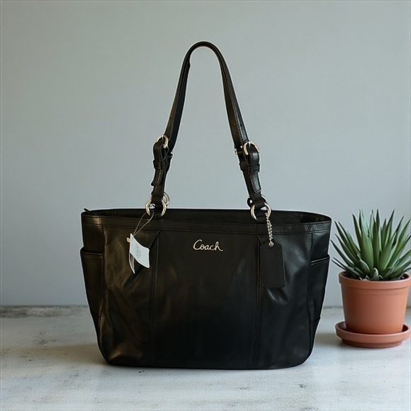 Coach Gallery Leather East/West Tote F17721 Black NWT $328 MSRP - Picture 1 of 7